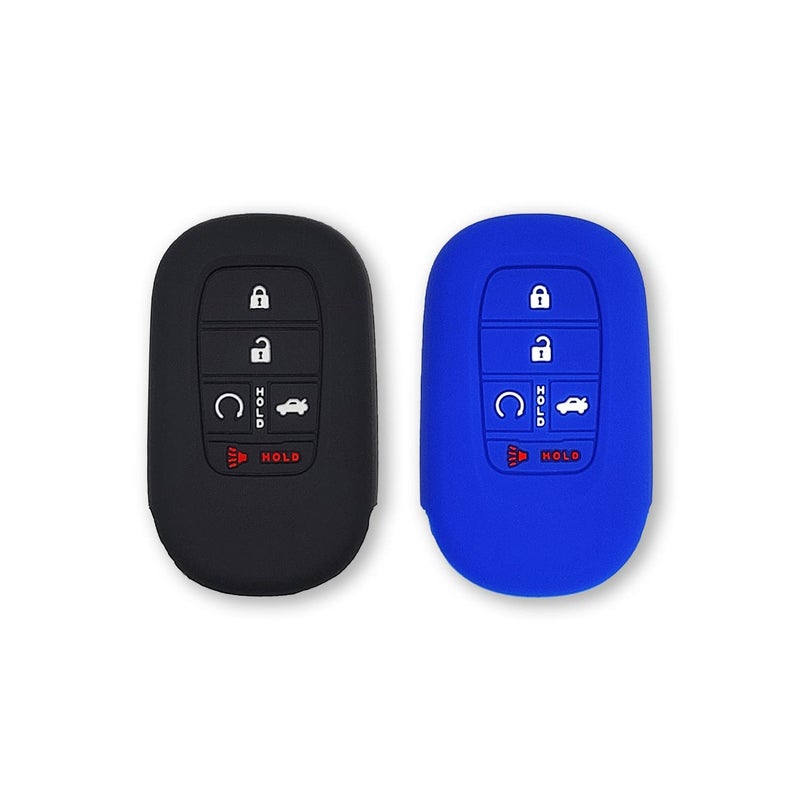 Autobase Silicone Key Fob Cover for 2022 2023 2024 2025 2026 Honda Civic Accord HR-V CR-V Pilot Sport SI EX EX-L Touring | Car Accessory | Key Protection Case - 2 Pcs (Black & Blue) - Image 1